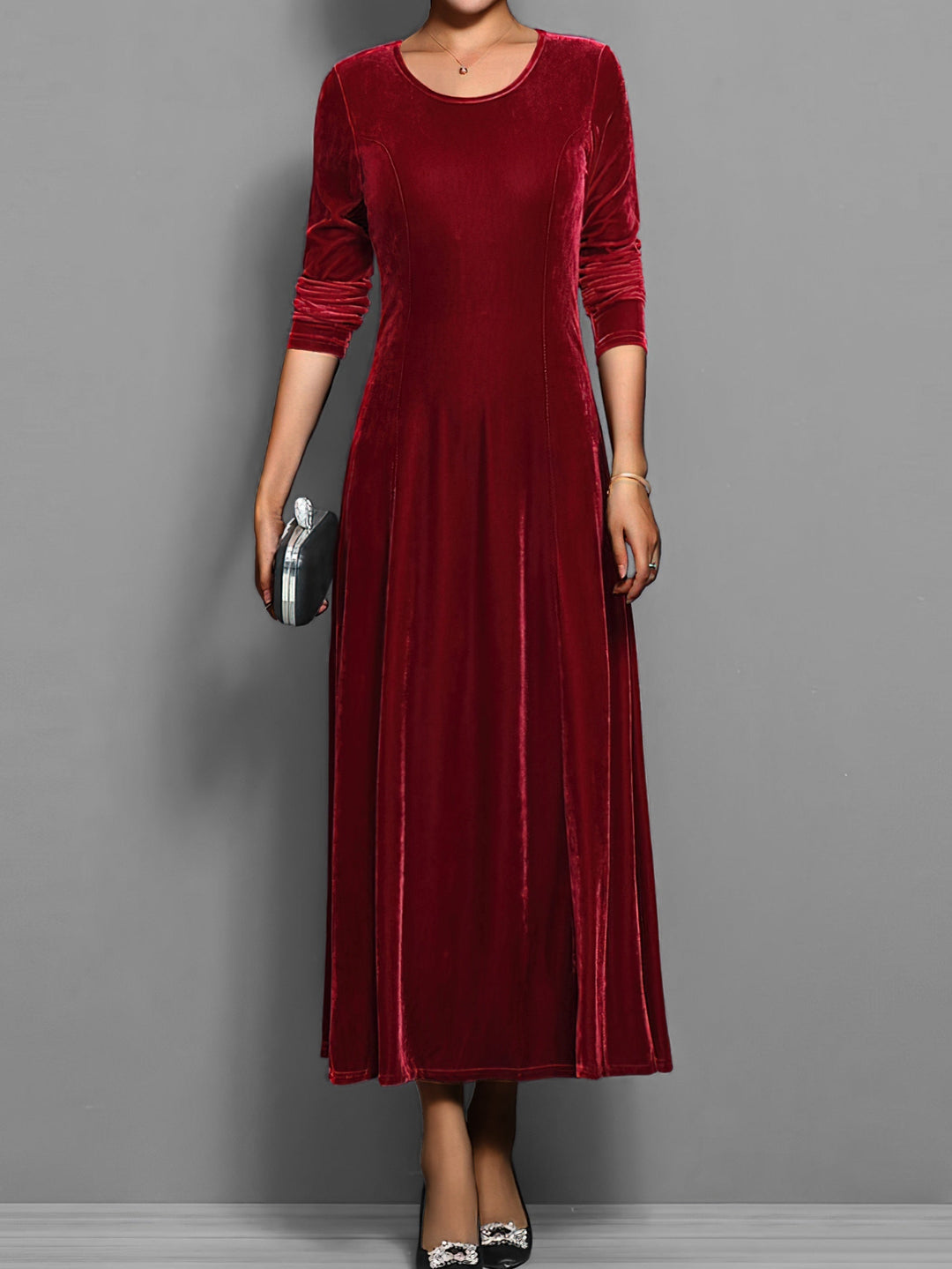 Élowïne | Femme Robe Longue Velours Manches Longues — vue 3