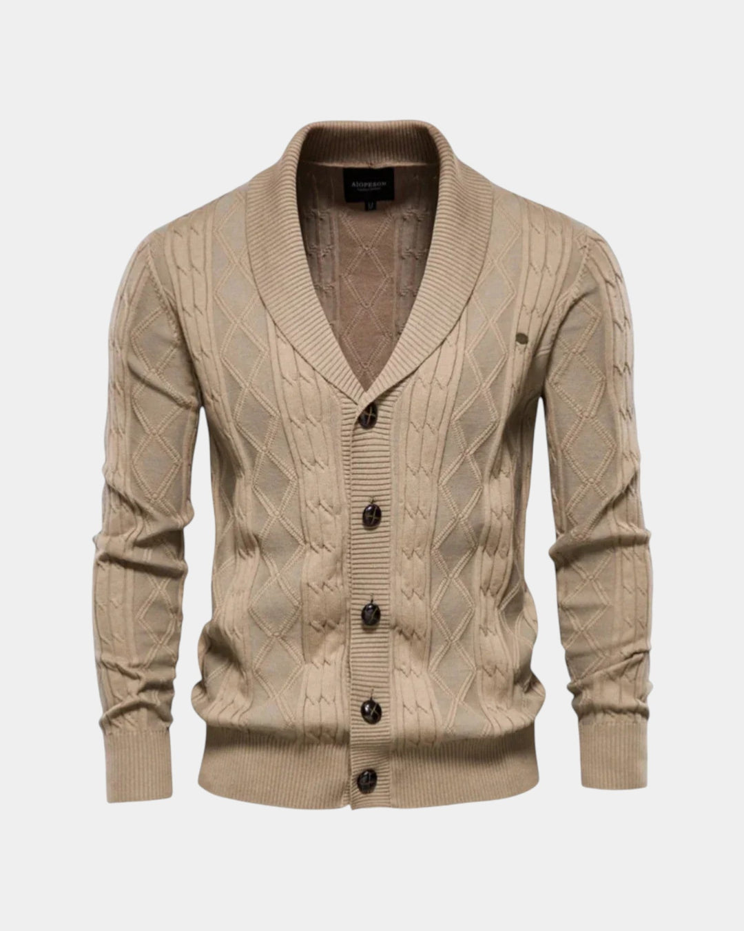 Falvorn | Cardigan Homme Col Châle Boutons - Dark Grey - Image 3