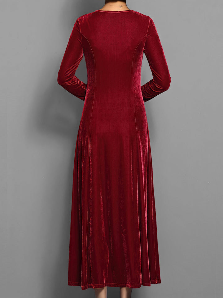 Élowïne | Femme Robe Longue Velours Manches Longues — vue 4