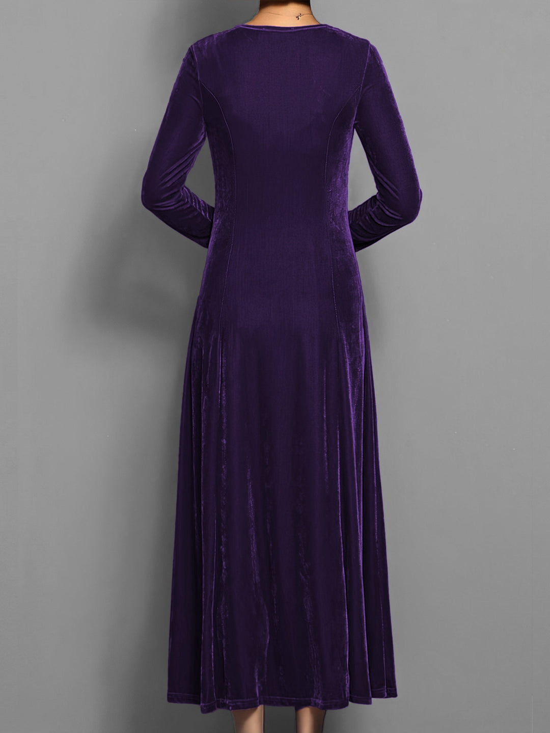 Élowïne | Femme Robe Longue Velours Manches Longues — vue 8