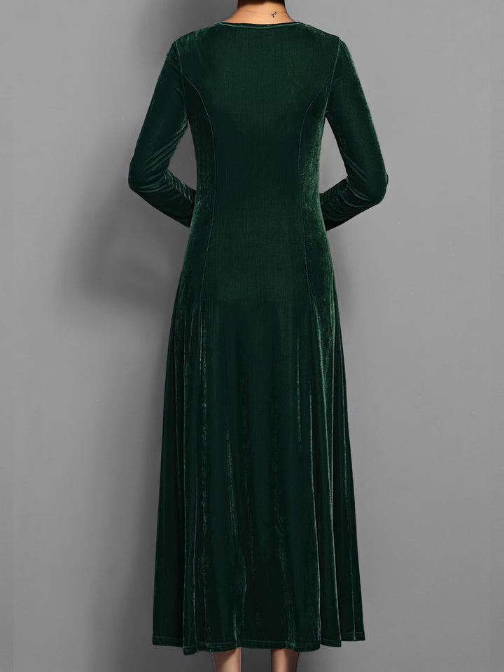 Élowïne | Femme Robe Longue Velours Manches Longues — vue 6