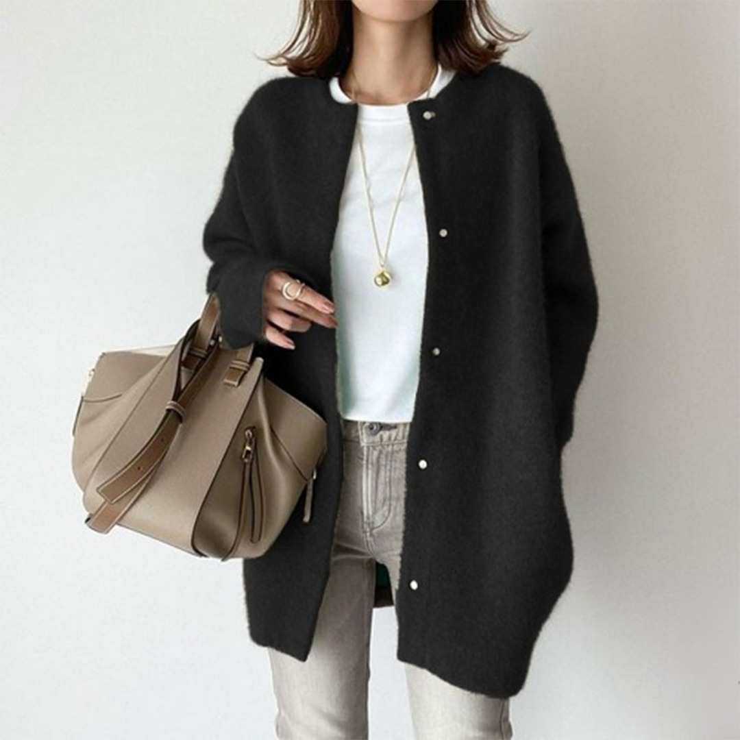 Brélaine | Cardigan Long Femme Col Rond Oversize — vue 12