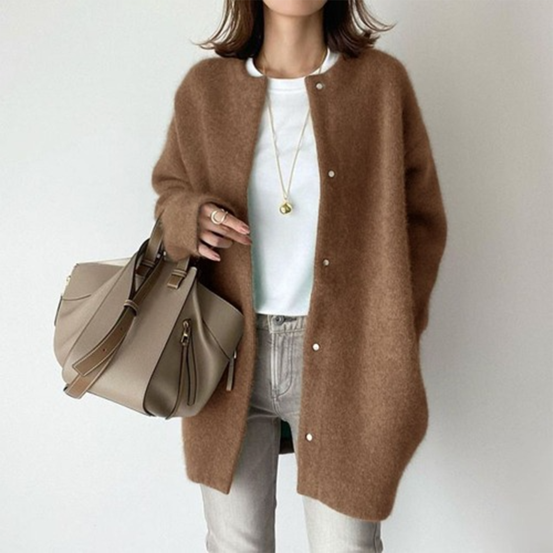 Brélaine | Cardigan Long Femme Col Rond Oversize — vue 14