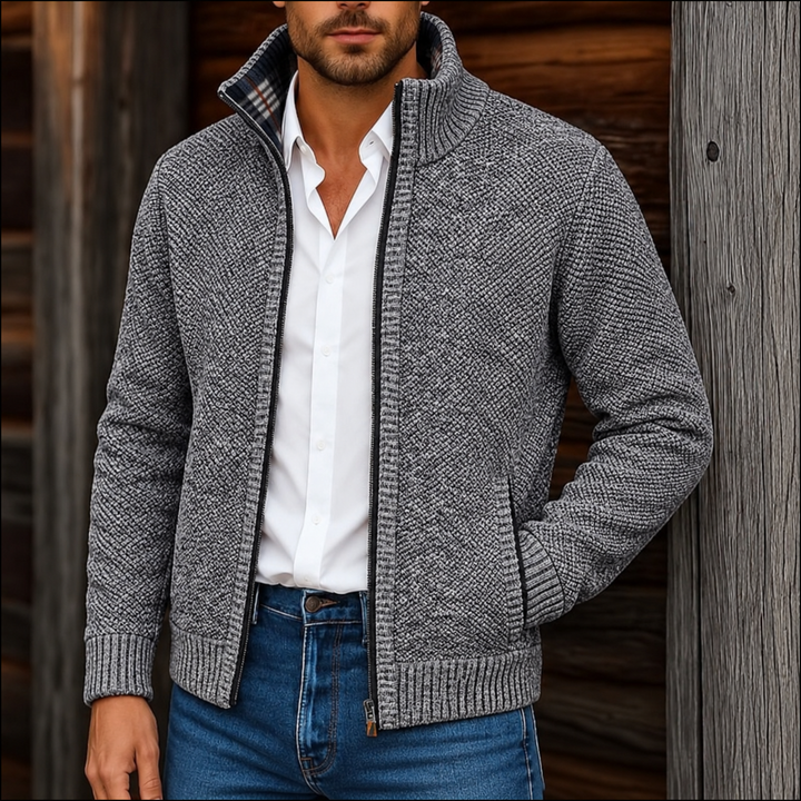 Gréolvan | Homme Veste en Maille Zippée Col Montant