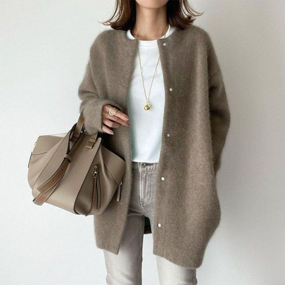Brélaine | Cardigan Long Femme Col Rond Oversize — vue 16
