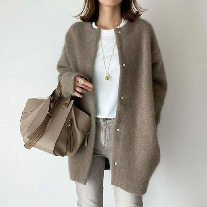 Brélaine | Cardigan Long Femme Col Rond Oversize — vue 16