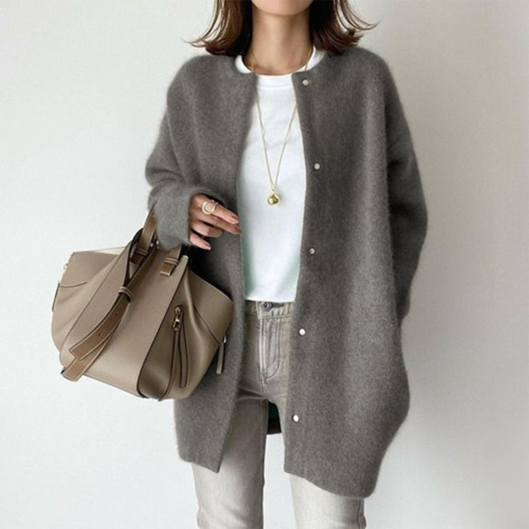 Brélaine | Cardigan Long Femme Col Rond Oversize — vue 15