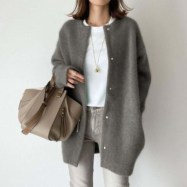 Brélaine | Cardigan Long Femme Col Rond Oversize — vue 15