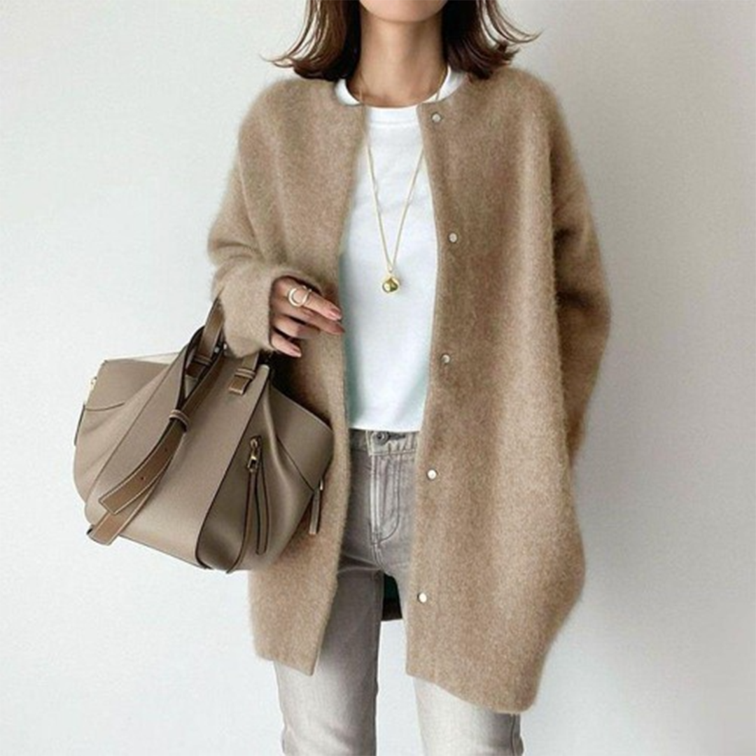 Brélaine | Cardigan Long Femme Col Rond Oversize — vue 11