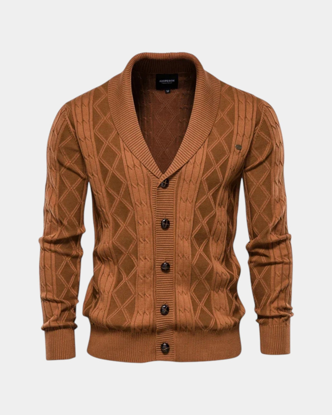 Falvorn | Cardigan Homme Col Châle Boutons - Dark Grey - Image 4
