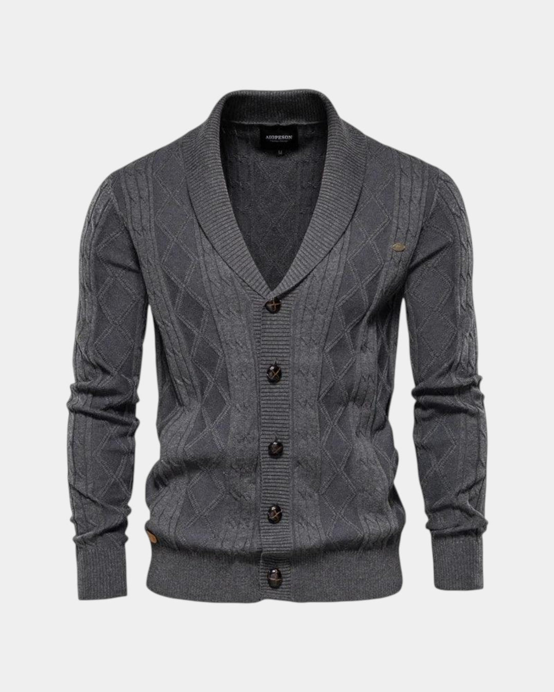 Falvorn | Cardigan Homme Col Châle Boutons - Dark Grey - Image 2