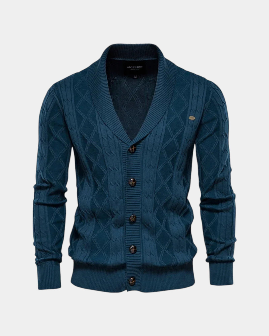 Falvorn | Cardigan Homme Col Châle Boutons - Dark Grey - Image 5