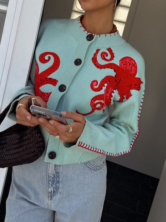 Réaveil | Cardigan Femme Motif Pieuvre Manches Longues — vue 8