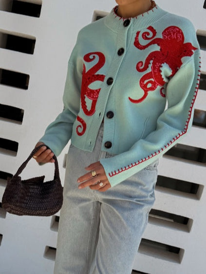 Réaveil | Cardigan Femme Motif Pieuvre Manches Longues — vue 7