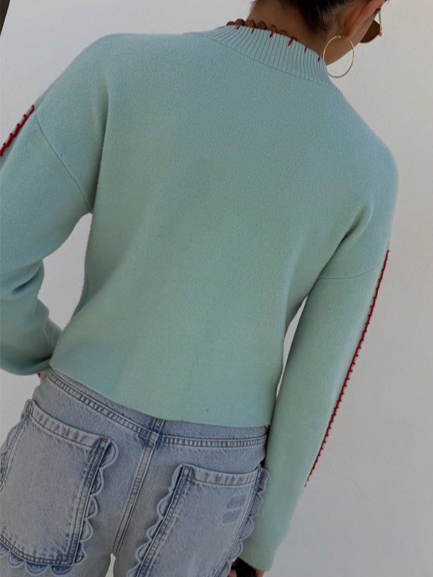 Réaveil | Cardigan Femme Motif Pieuvre Manches Longues - Light Green - Image 2