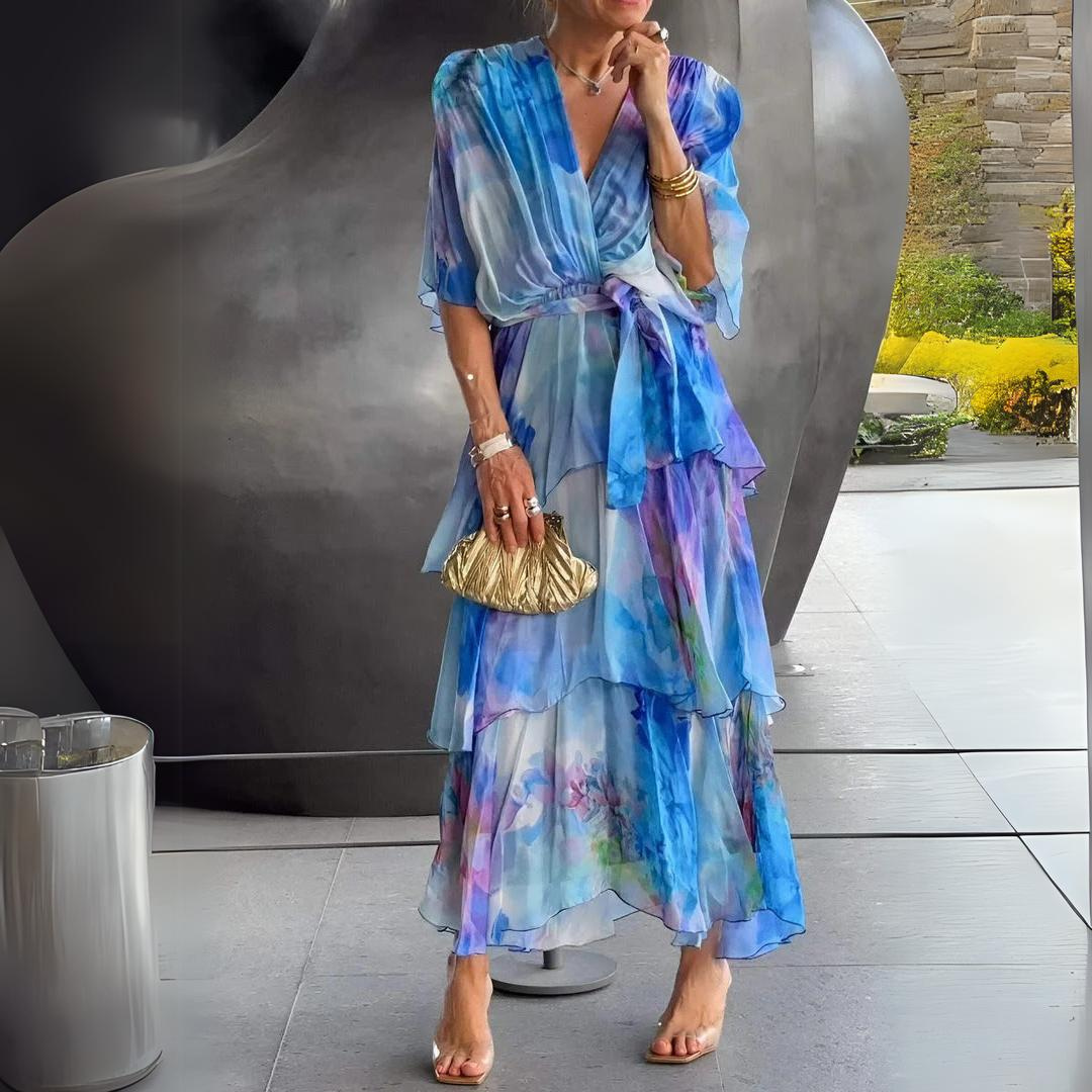 Adrienne | Women's V Neck Wrap Maxi Dress - Image 1