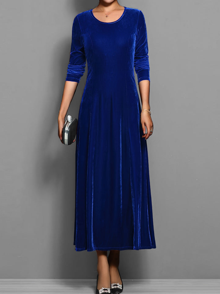 Élowïne | Femme Robe Longue Velours Manches Longues