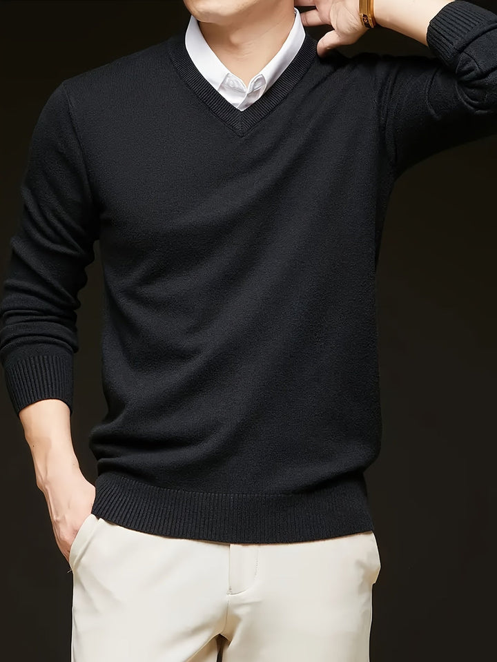 Évrand | Homme Pull Col V Tricoté Classique — vue 10