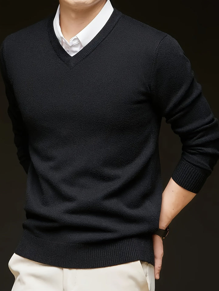 Évrand | Homme Pull Col V Tricoté Classique — vue 11