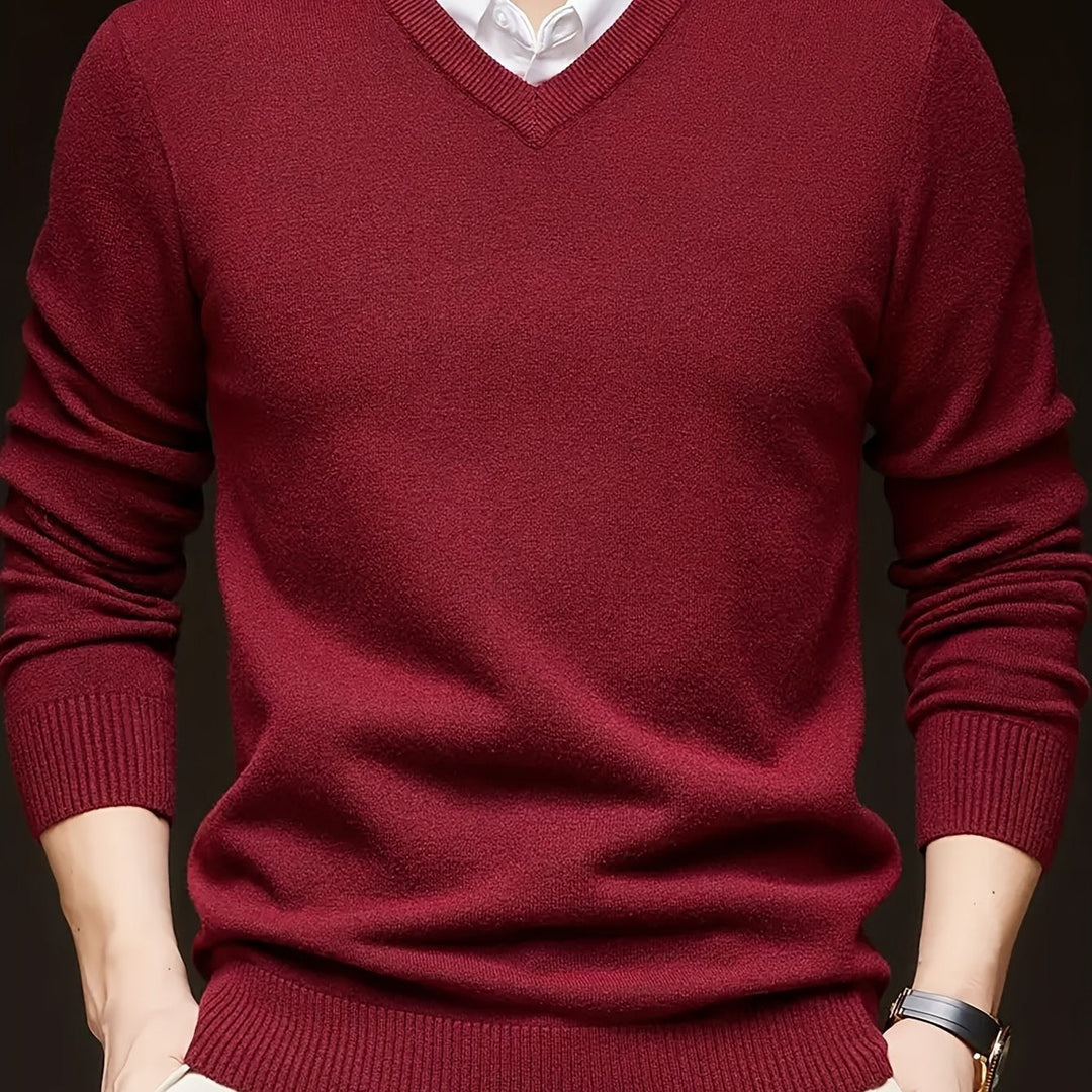 Évrand | Homme Pull Col V Tricoté Classique — vue 12
