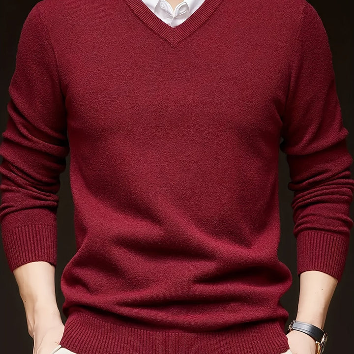 Évrand | Homme Pull Col V Tricoté Classique — vue 12