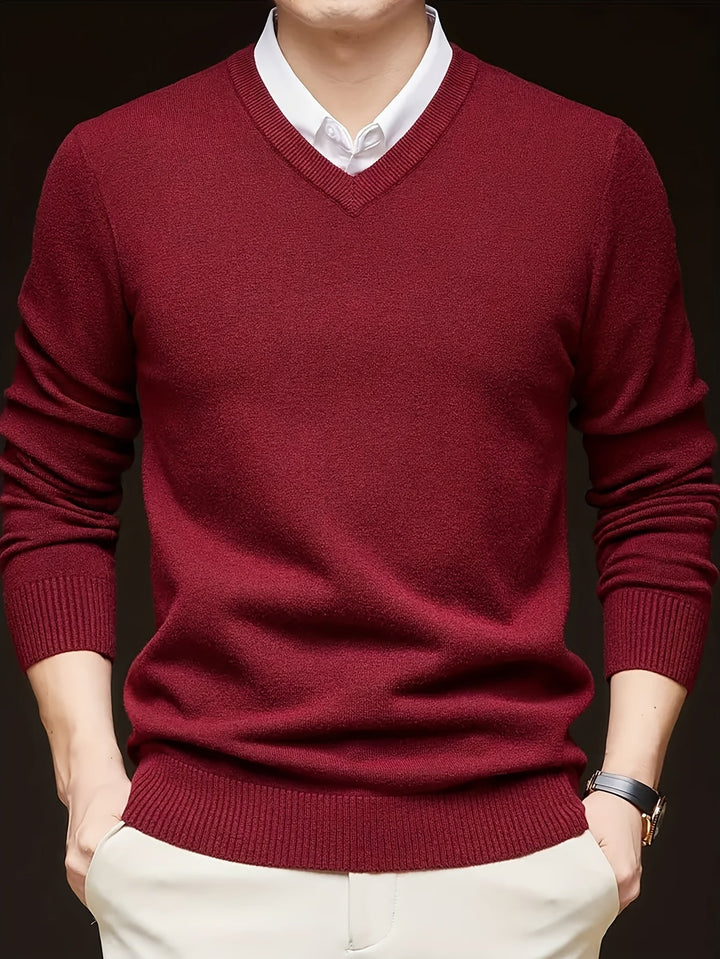 Évrand | Homme Pull Col V Tricoté Classique — vue 13