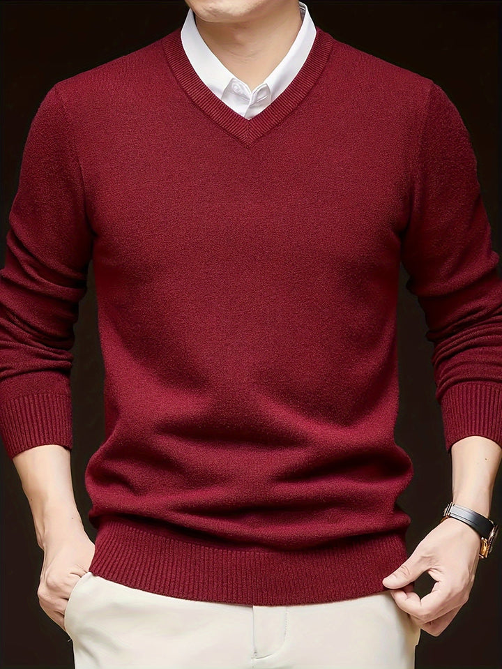 Évrand | Homme Pull Col V Tricoté Classique — vue 15