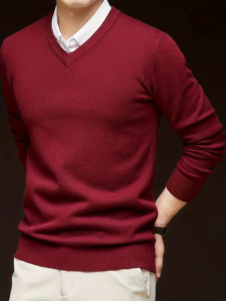 Évrand | Homme Pull Col V Tricoté Classique — vue 17