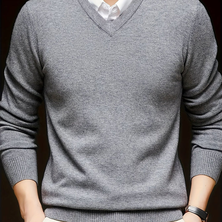 Évrand | Homme Pull Col V Tricoté Classique — vue 18