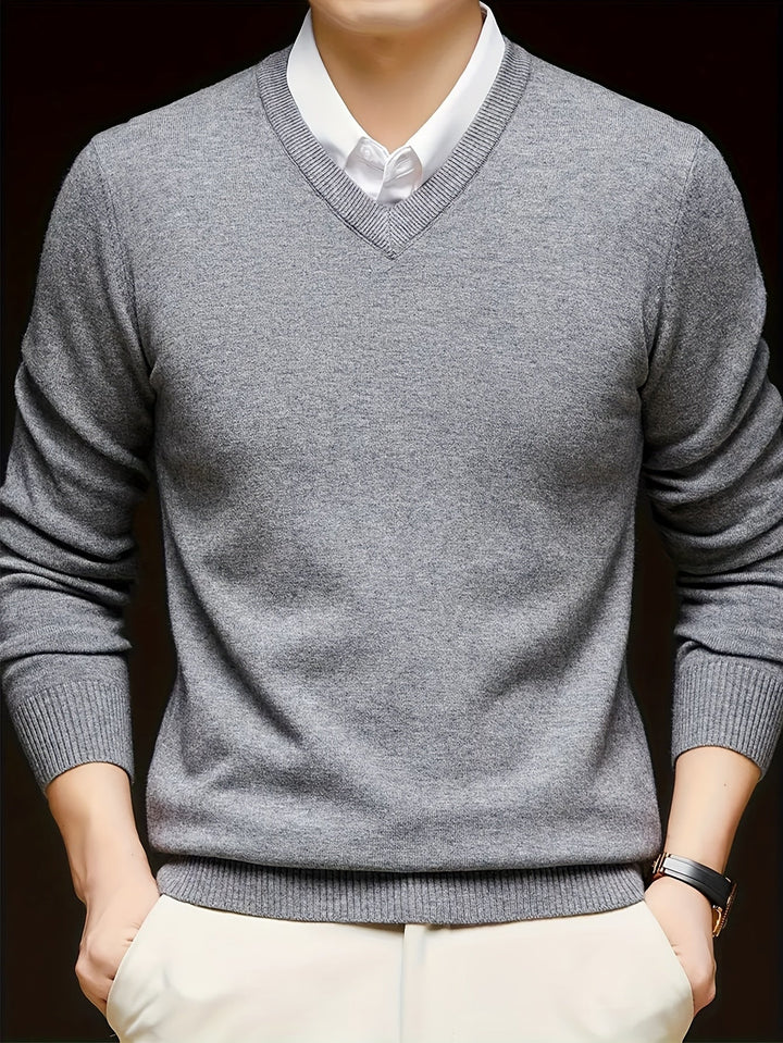Évrand | Homme Pull Col V Tricoté Classique — vue 19