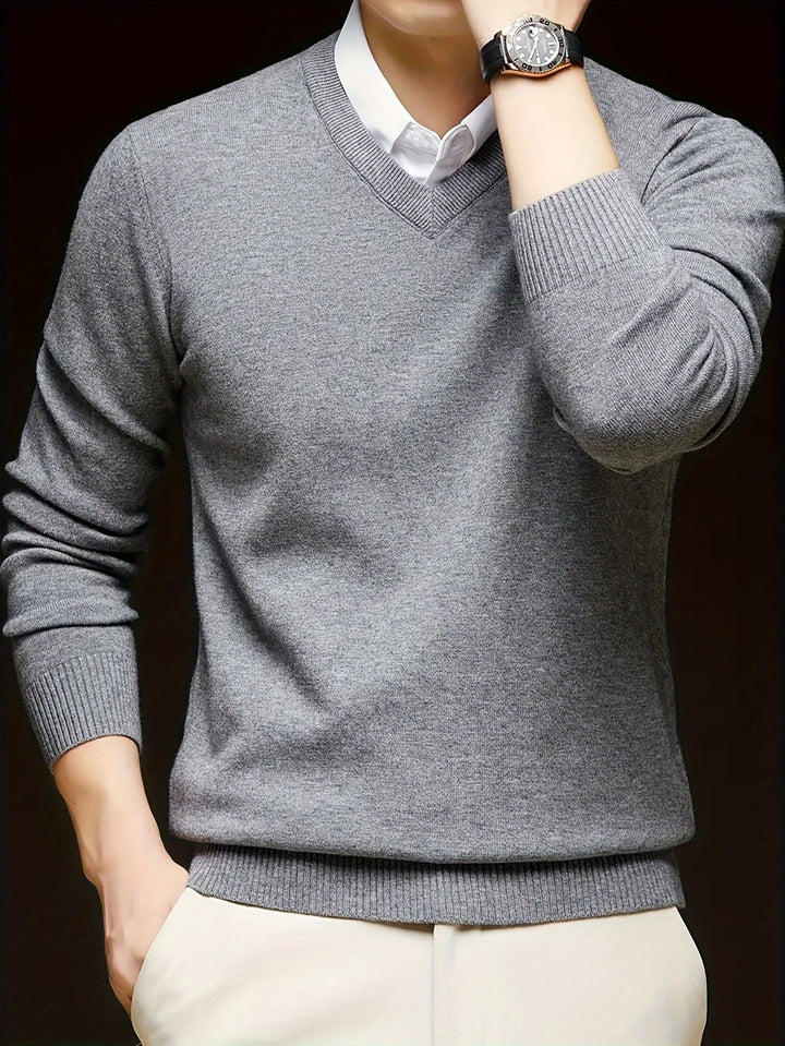 Évrand | Homme Pull Col V Tricoté Classique — vue 22