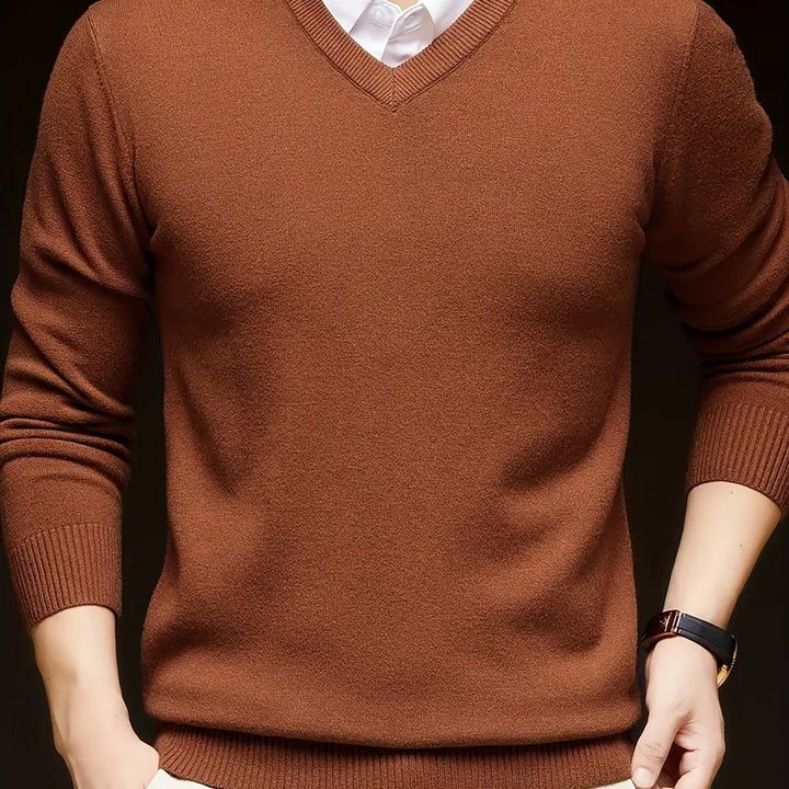 Évrand | Homme Pull Col V Tricoté Classique — vue 24