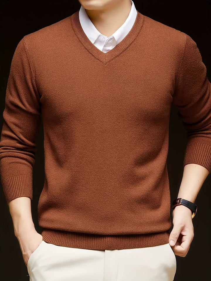 Évrand | Homme Pull Col V Tricoté Classique — vue 25
