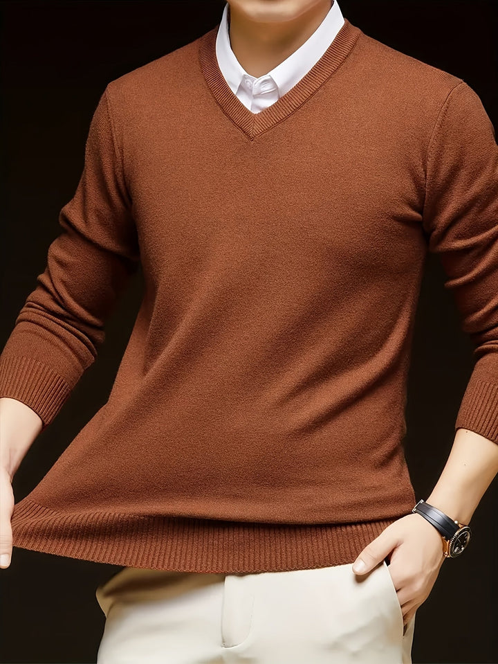 Évrand | Homme Pull Col V Tricoté Classique