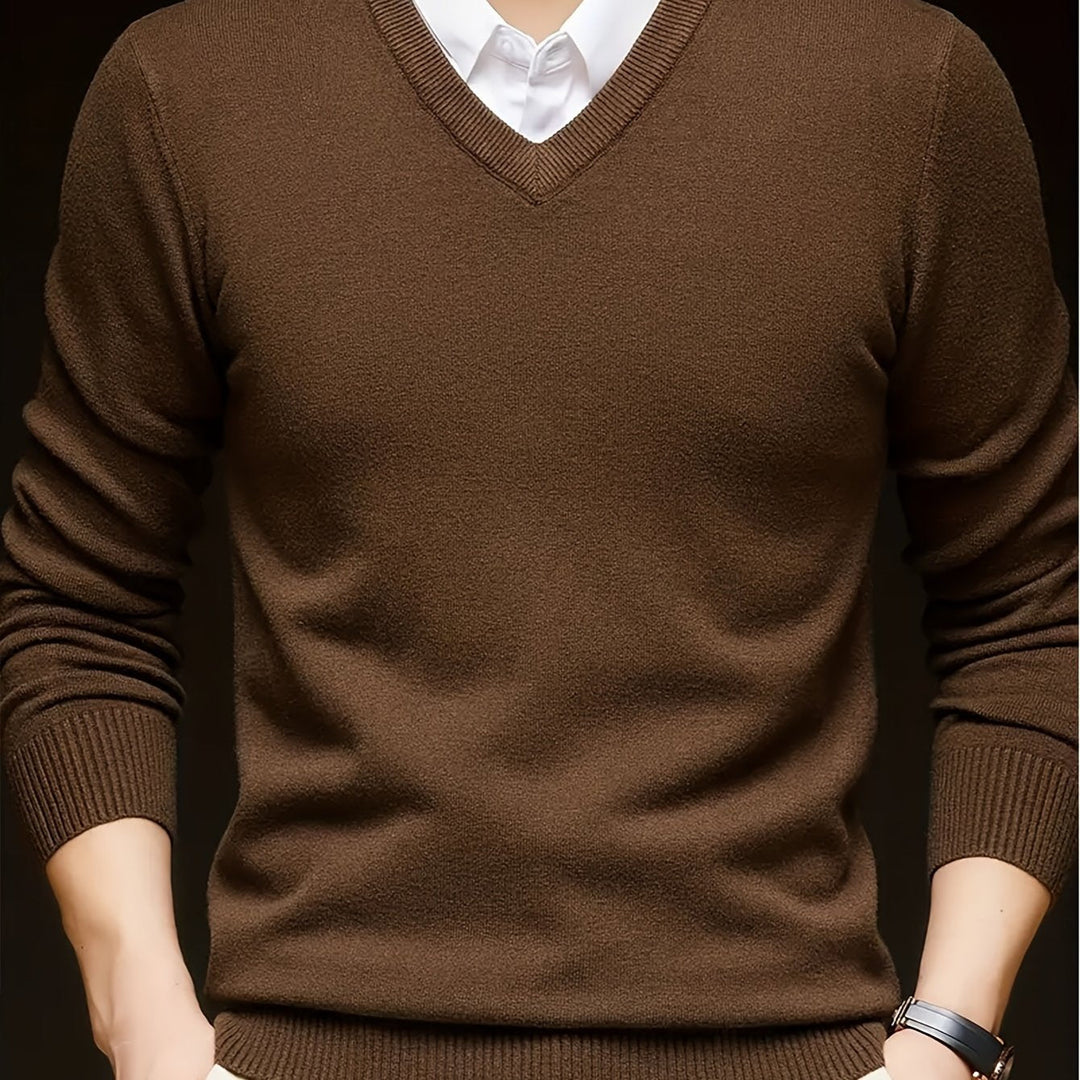 Évrand | Homme Pull Col V Tricoté Classique