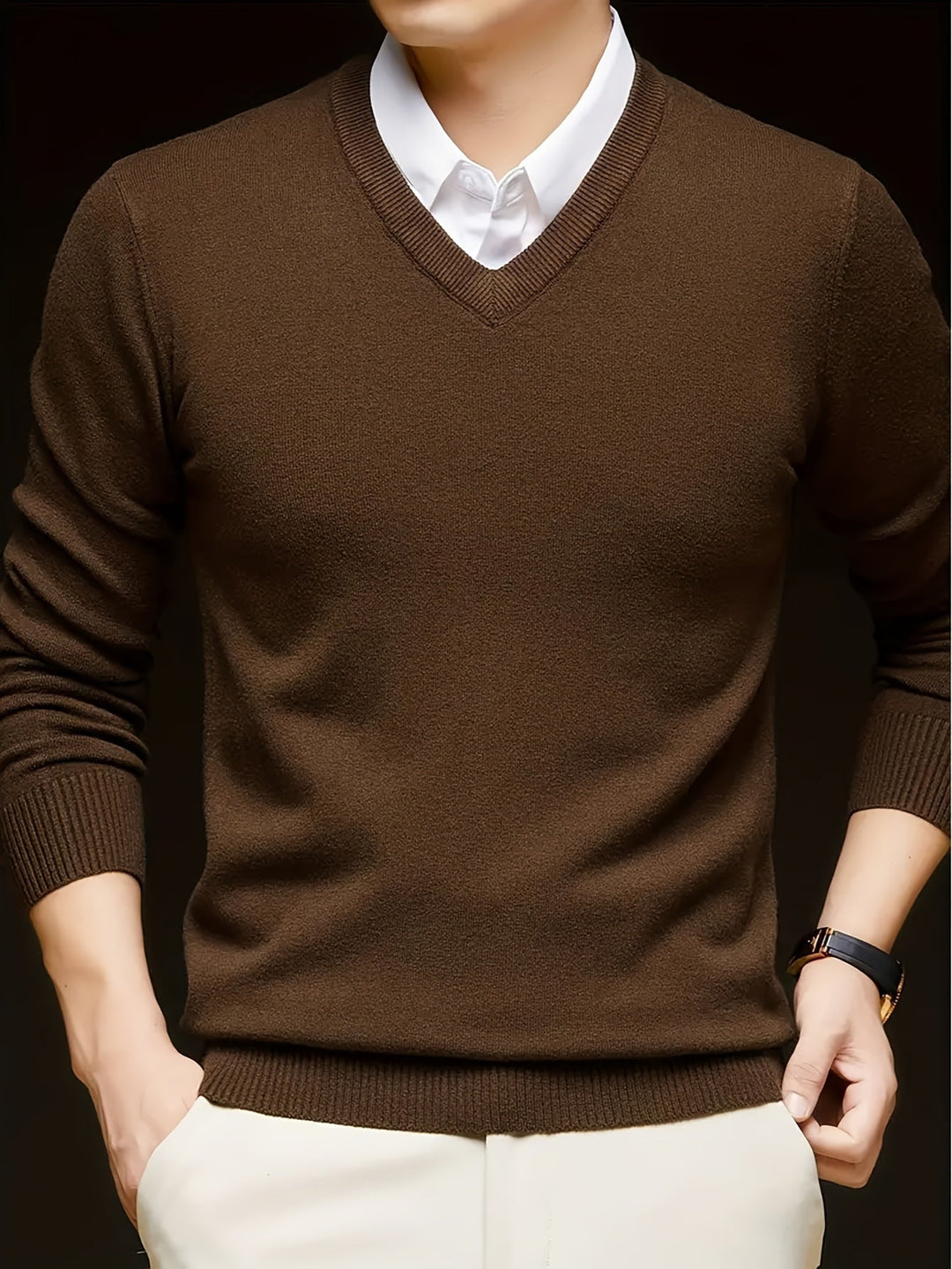 Évrand | Homme Pull Col V Tricoté Classique