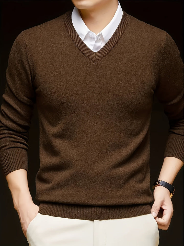 Évrand | Homme Pull Col V Tricoté Classique
