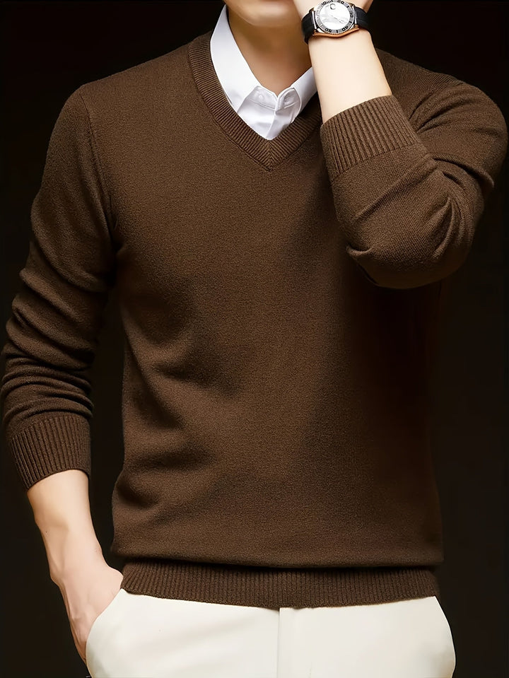 Évrand | Homme Pull Col V Tricoté Classique