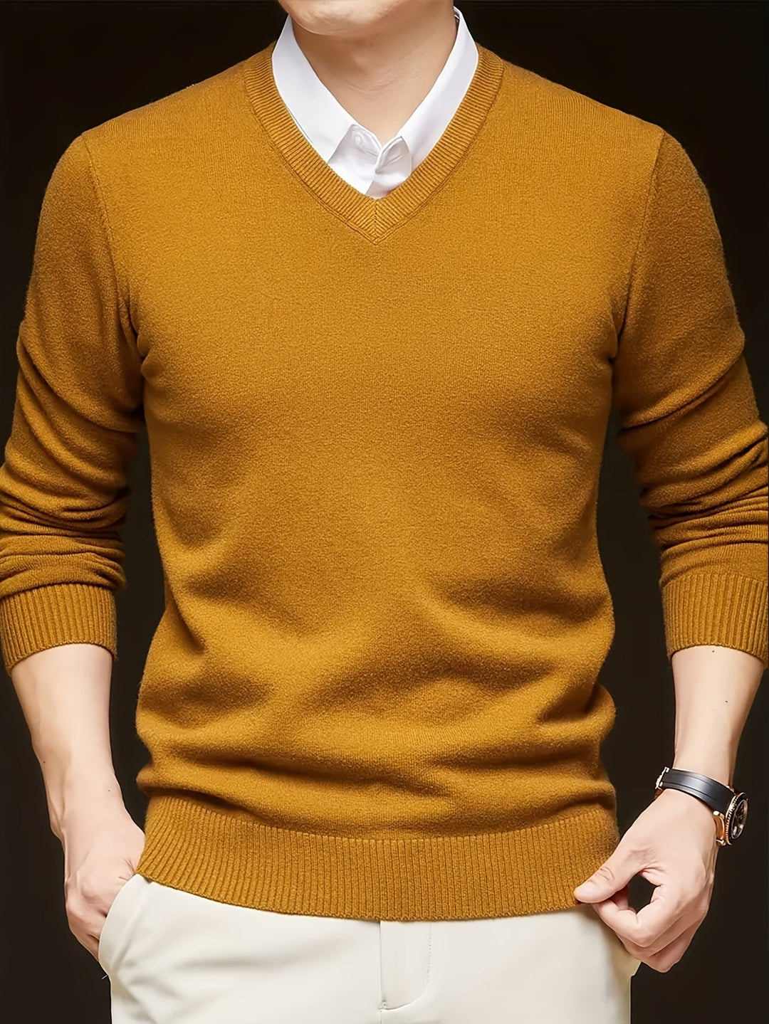 Évrand | Homme Pull Col V Tricoté Classique