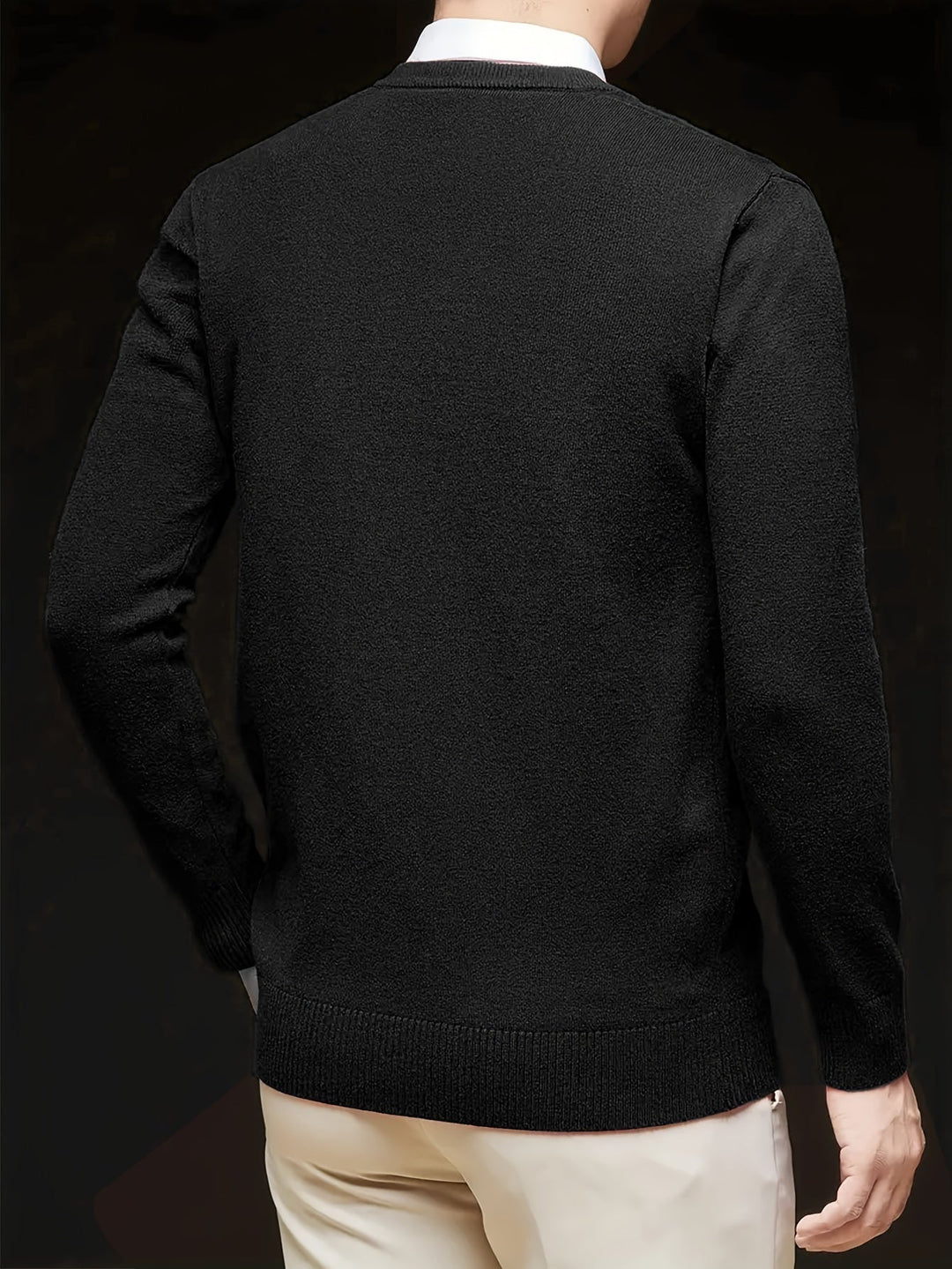 Évrand | Homme Pull Col V Tricoté Classique - Navy - Image 8