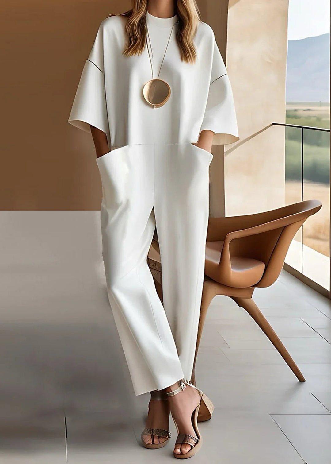 Amaryllis | Women's Wide Leg Short Sleeve Jumpsuit - Image 1