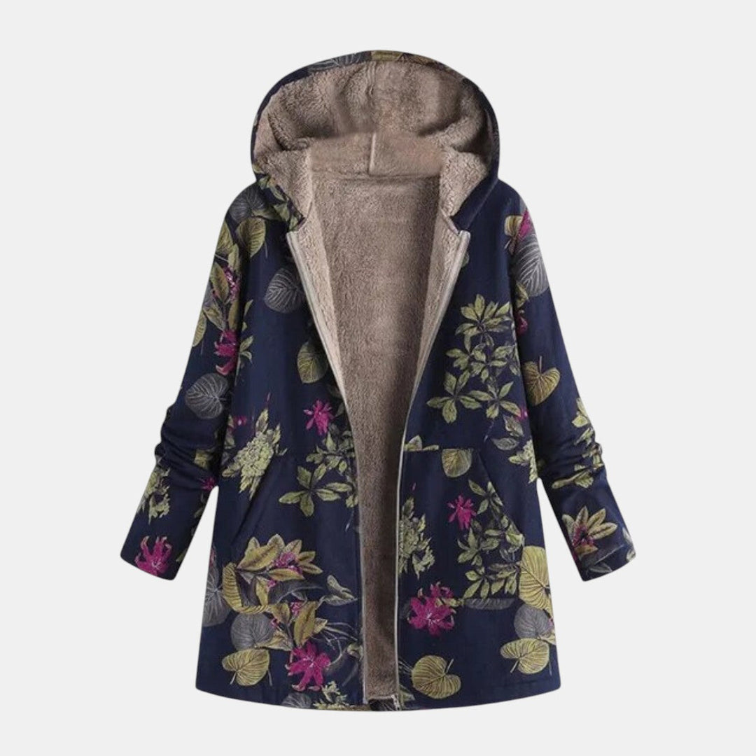 Amelia | Women's Hooded Floral Print Coat - Floral - Image 1