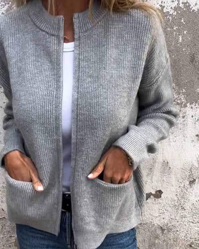 Araminta | Women's Zip Up Long Sleeve Cardigan - Image 1