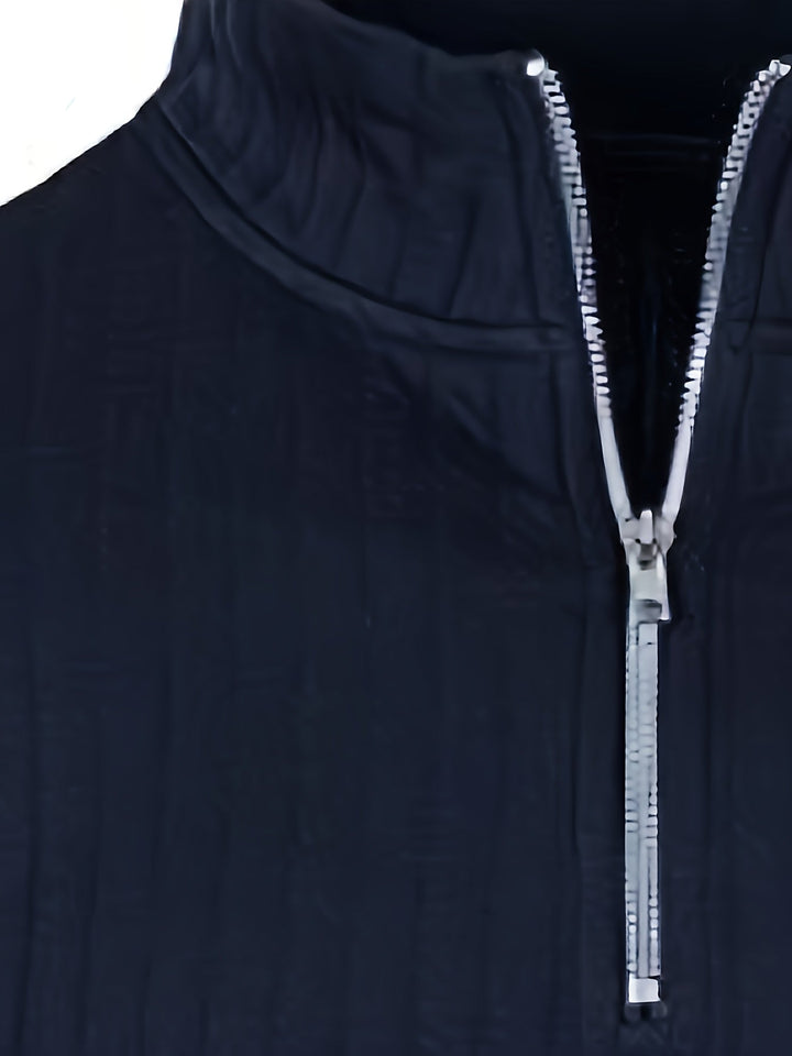 Arvand | Homme Pull Col Montant Zippé Côtelé - Navy - Image 5
