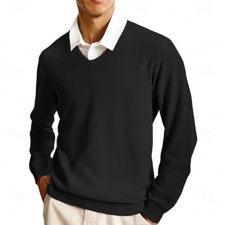 Arvand | Homme Pull Col V Manches Longues - Pink - Image 10