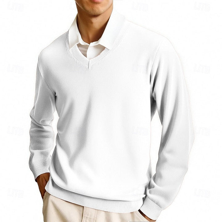 Arvand | Homme Pull Col V Manches Longues - Pink - Image 11