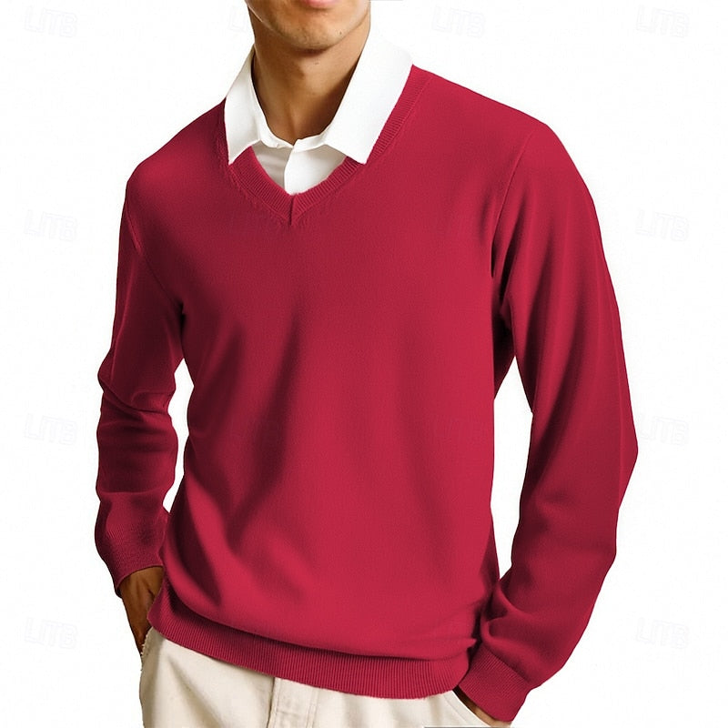Arvand | Homme Pull Col V Manches Longues - Pink - Image 12