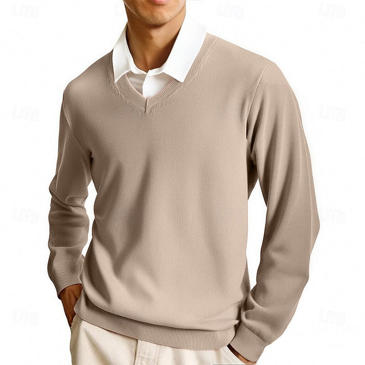 Arvand | Homme Pull Col V Manches Longues - Pink - Image 2