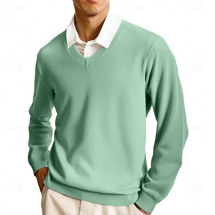 Arvand | Homme Pull Col V Manches Longues - Pink - Image 3