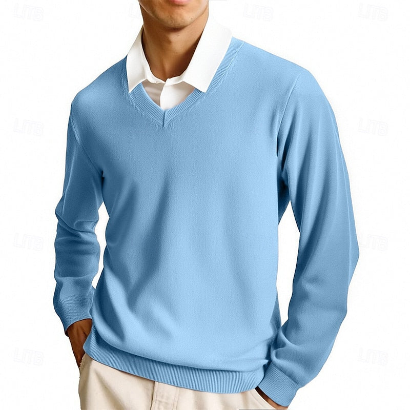 Arvand | Homme Pull Col V Manches Longues - Pink - Image 5